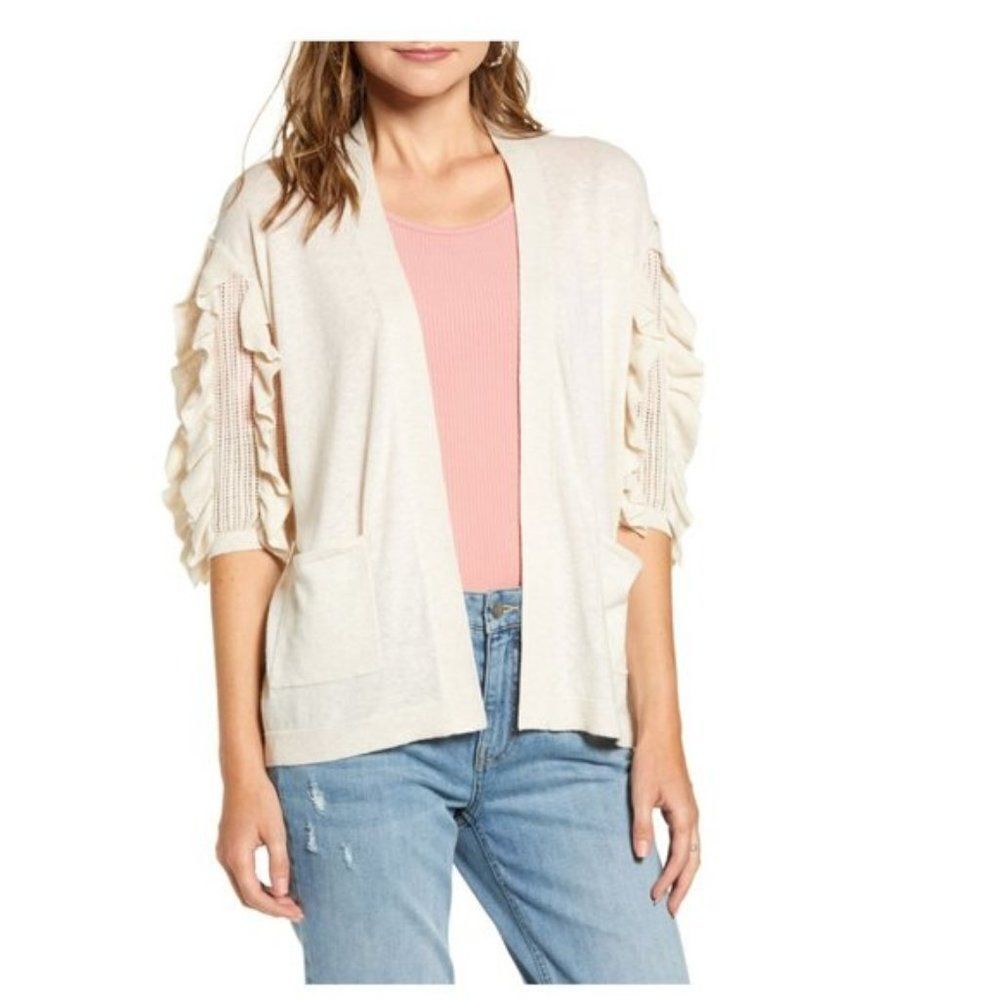 RACHEL PARCELL Ruffle Sleeve Cardigan Sweater size XXS